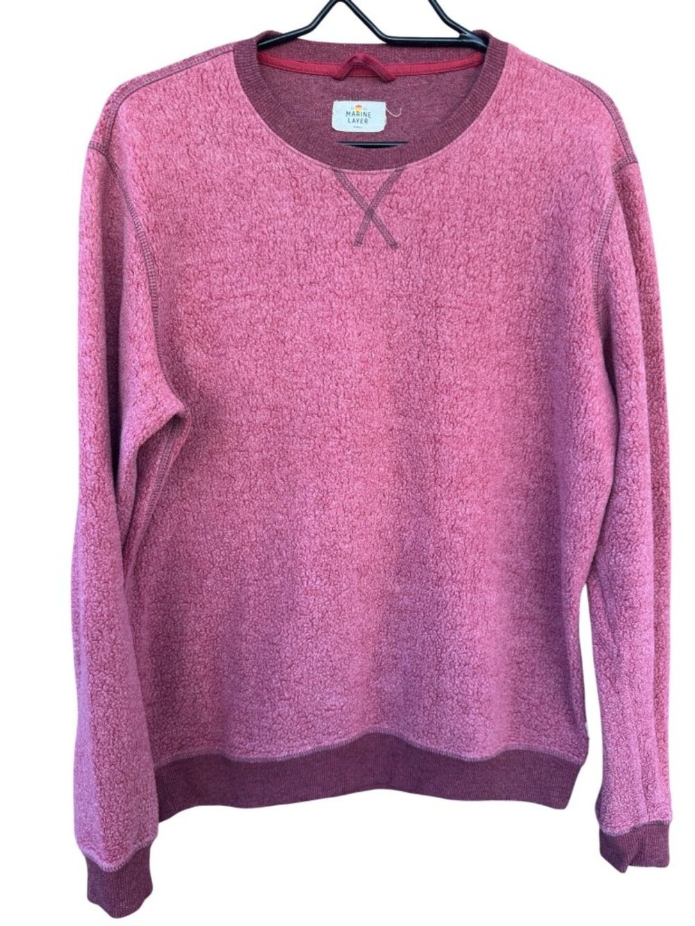 Marine Layer Mens Small Red Mauve Crewneck Sweatshirt Cotton Blend Pullover